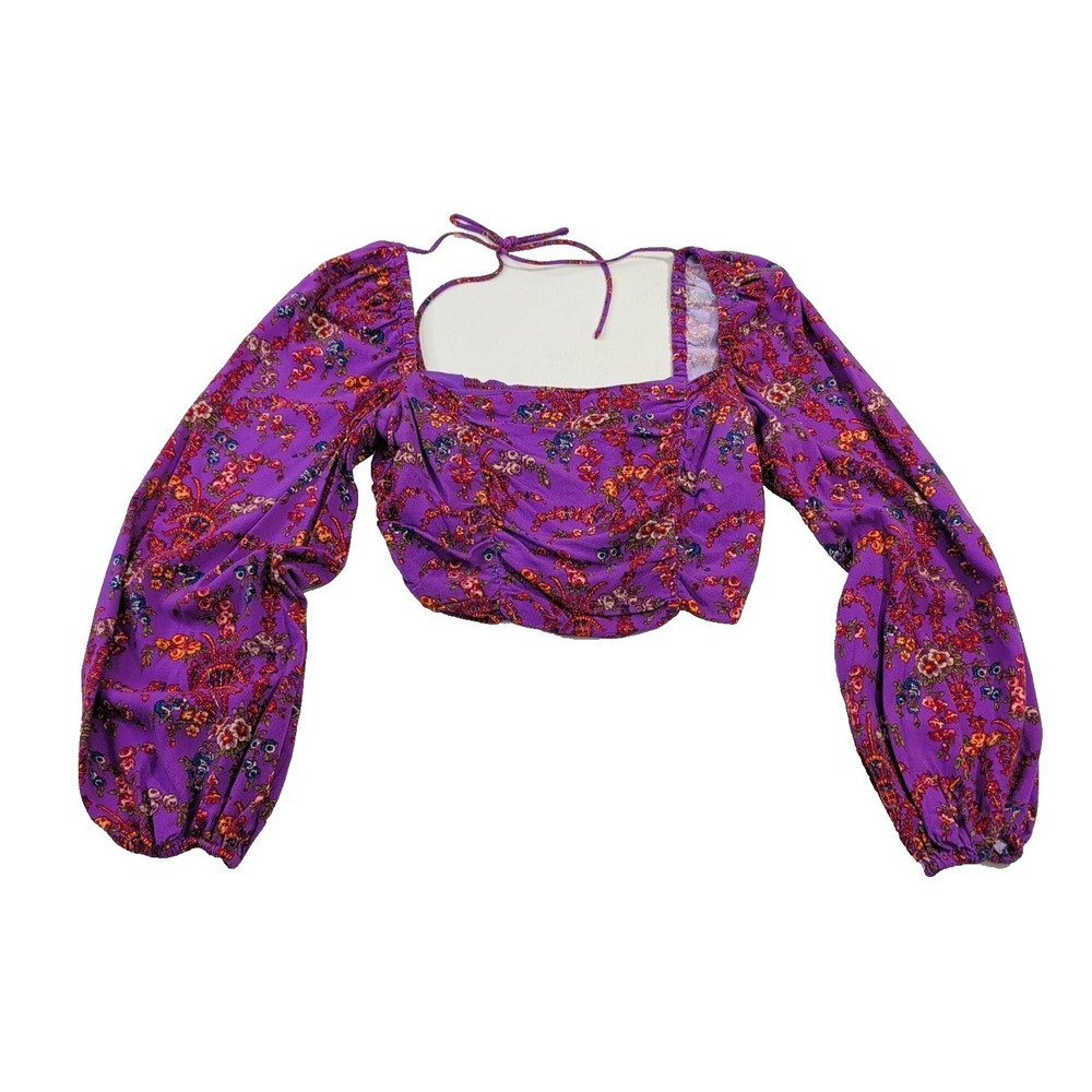 Urban Outfitters Cropped Top Women M Purple Milkmaid Boho Festival Cottage